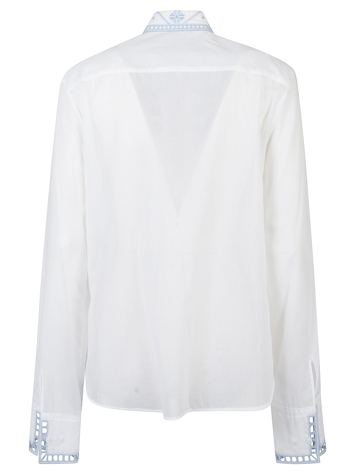 CAMICIA CON PLASTRON E RICAMO IN CONTRASTO
