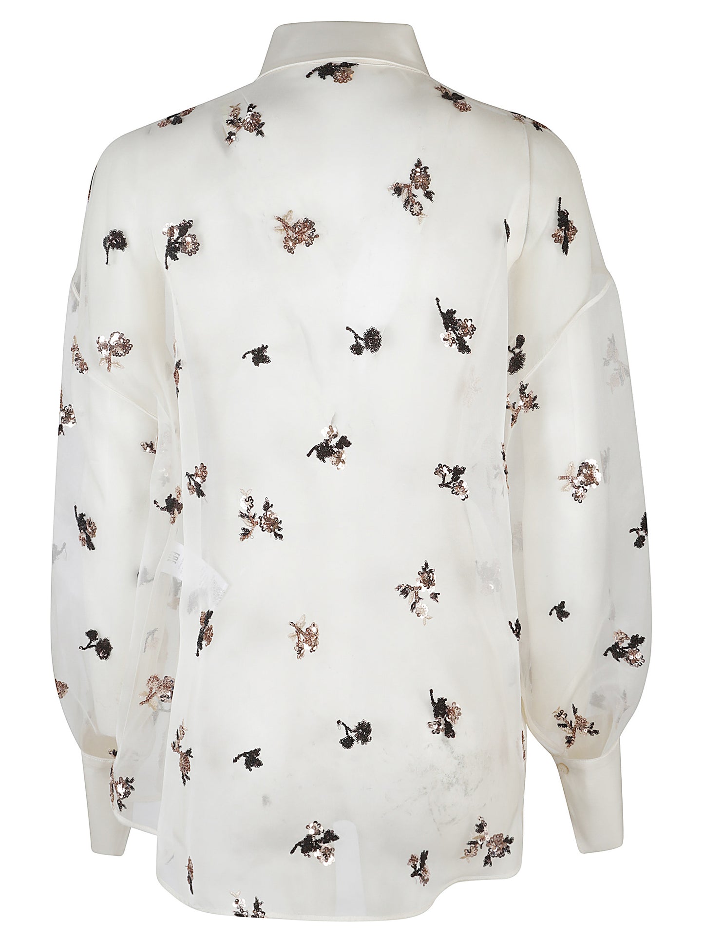CAMICIA ORGANZA FIORI PAILLETTES RICAMATI