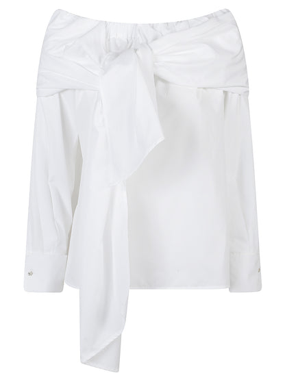 CAMICIA MXMCURVONE POPELINE COTONE SPALLA SCESA