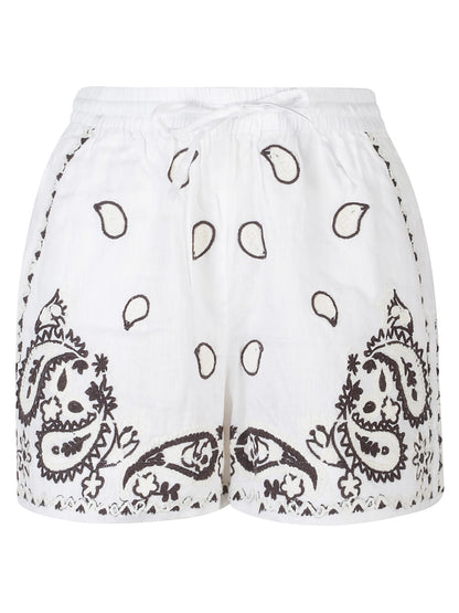 SHORT IN LINO CON RICAMO