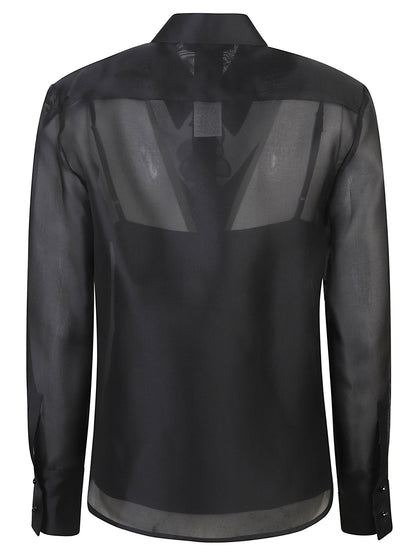 CAMICIA MSEAGI ORGANZA DI SETA CON APPLICAZIONI