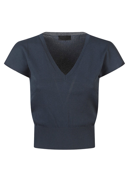 BLUSA SCOLLO V CON BORDO IN MAGLIA
