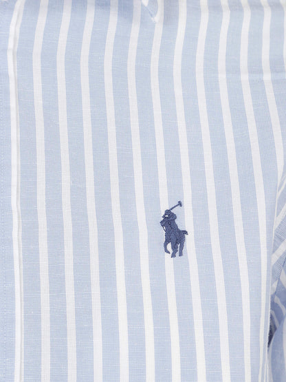 CAMICIA MASCHILE COTONE E LINO RIGATO