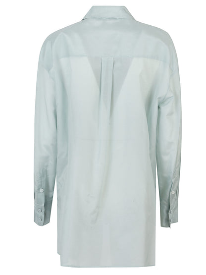 BLUSA VOILE DI COTONE E SETA CON COLLETTO