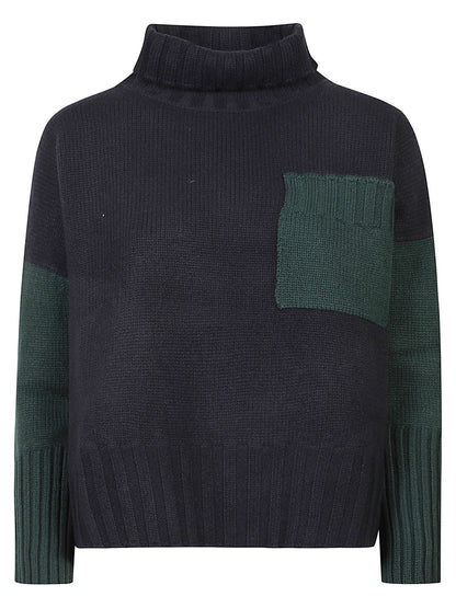 MAGLIA COLLO ALTO OVER COLOR BLOCK CASHMERE