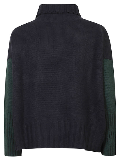 MAGLIA COLLO ALTO OVER COLOR BLOCK CASHMERE