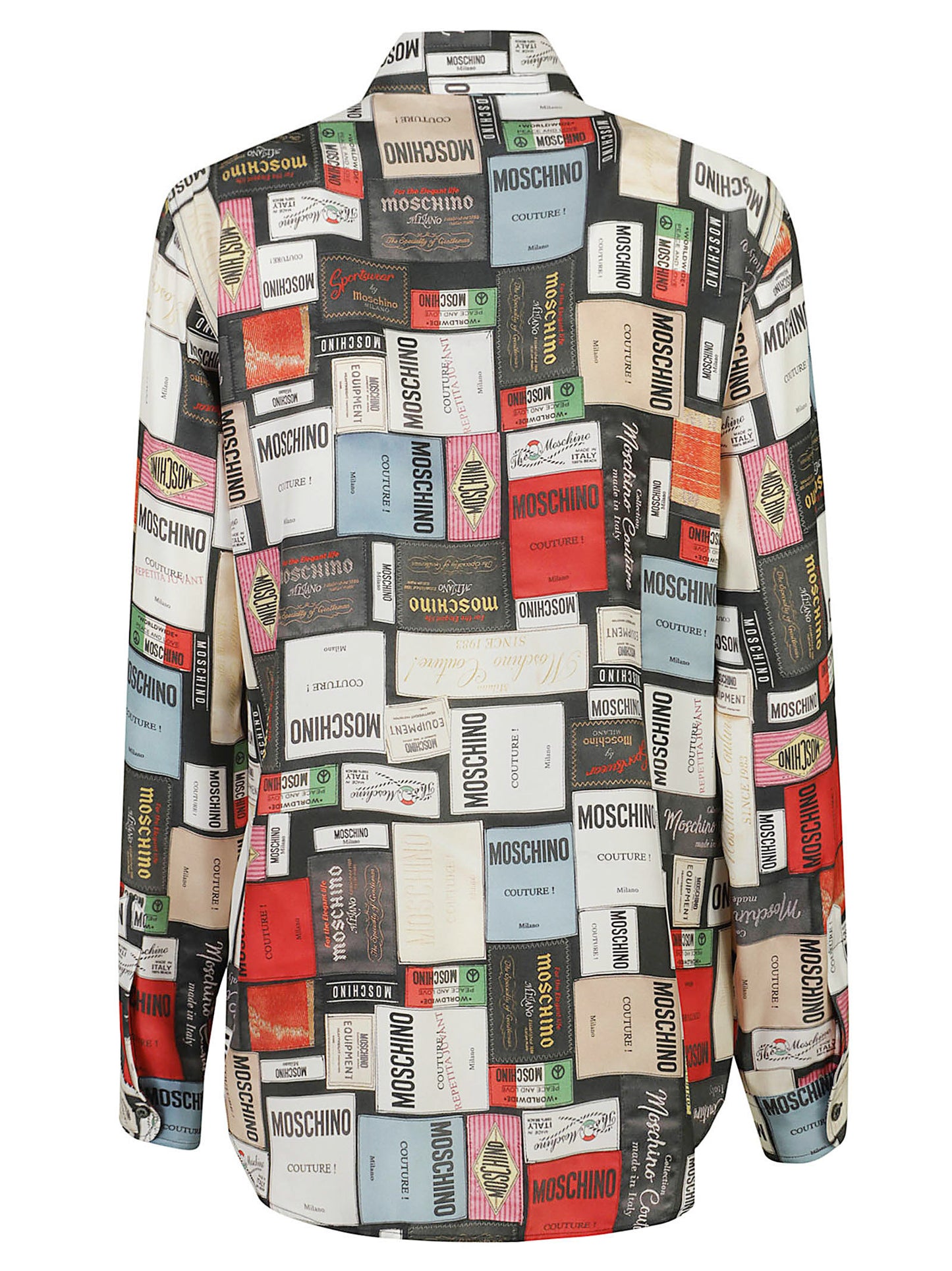 CAMICIA MASCHILE IN SETA STAMPA ALL OVER ETICHETTE