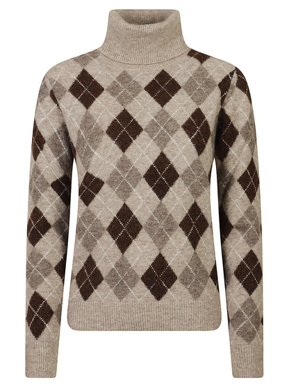 MAGLIA LAMB COLLO ALTO ROMBI