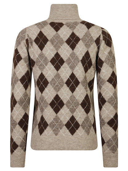 MAGLIA LAMB COLLO ALTO ROMBI